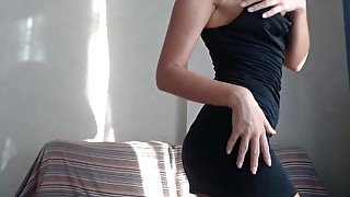 Petite Tanned Girl Dreams of Big Hard Dick and Masturbating with her Fingers