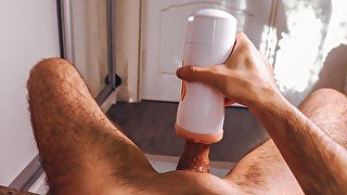 True Amateurs porn. The guy films his handjob with a male masturbator. POV MALE SOLO