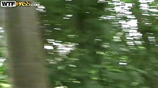 Skinny teenager 18+ with small tits assfucked in the forest