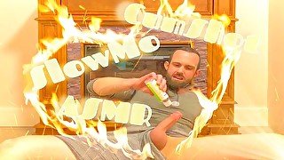 Fapping by the Fireplace - SlowMo ASMR CumShot