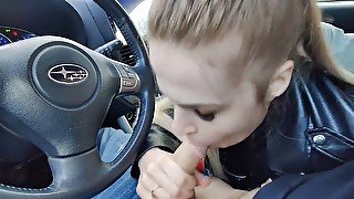 Passionate Blowjob In The Car