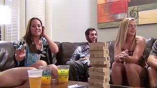 Scantily clad sex party sluts playing games and fucking