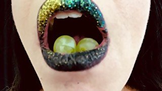 ASMR Sensually Eating Green Grapes Sexy Mouth Close Up Fetish by Pretty MILF Jemma Luv