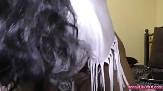 HornyLily bouncing on a white dick