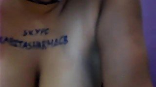 Horny desi bhabhi showing and playing her boobs in skypee by self 1