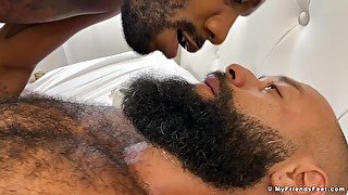 Black dude enjoys getting his dick pleasured by his kinky friend