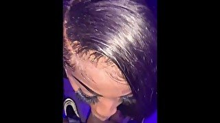 Ts sucking ebony dick in the club bathroom