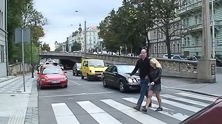 Horny couple gets into public sucking and licking on a park bench