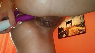 Anal masturbation with a dildo