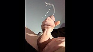 Jerk off session leads to spurting cumshots