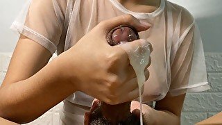 Soft Handjob, Huge Load (Slippery Spit For Lubrication)