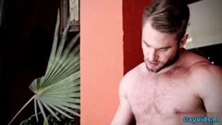 Hairy gay threesome with cumshot