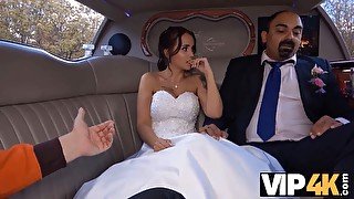 Watch as Jennifer Mendez's cuckold hubby watches her getting her ass drilled in a limo