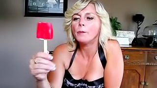 Sexy busty blonde wife milking a big cock