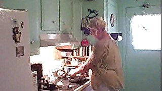 Sexy Dutch girl milf gilf cooks breakfast