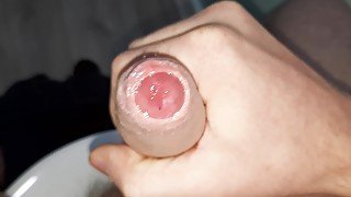 Slow Jelqing Makes Cum Spill Out / Precum Uncut Cock Big Cumshot