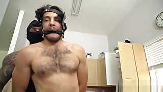 man fucks bound guy in the kitchen (BDSM)