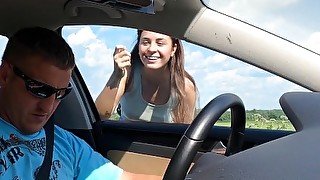 Brunette Paid Taxi Driver Blowjob and Hard Rough Sex - Cum Inside