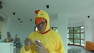 Guy dressed in a chicken suit ends up fucking the teenager