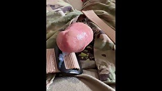 Army soldier jerks off in uniform wearing black socks-shoots load through undies