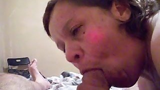 My short-haired wifey sucks my dick and rides it on top