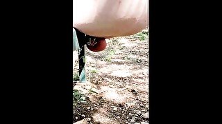 Making my femboy slut pee Exposed Outside in a Public Park for Your Pleasure!