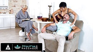 NURU MASSAGE - Slutty Masseuse Brooklyn Gray Fucks Her Client's Husband Charles Dera Behind Her Back