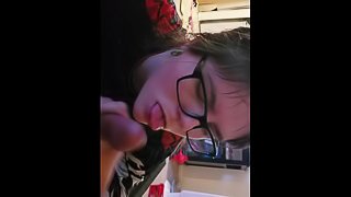 Stepdaughter swallowing fat cock