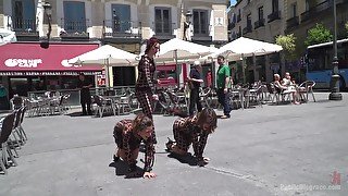 Dirty slave girls Alexa Nasha and Julia Roca humiliated in public