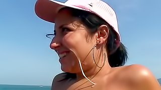 Brazilian girl fucked outdoors by the ocean