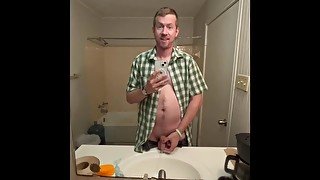 Weird Blonde Man Peeing in the Bathroom Sink Like an Asshole - BlondNBlue222