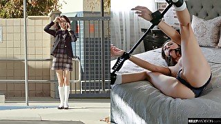 Kinky teen Kara Faux tied up at home until her fucker comes