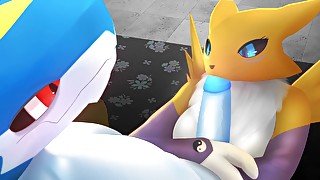 Renamon And Exveemon Blowjob Scene