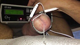 Cockhead estim electro with slow motion cumshot