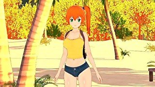 Hentai Uncensored The sweet Misty is found on the beach and surprised is fucked doggy style Pokemon