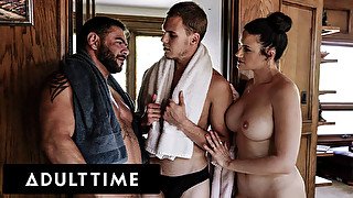 ADULT TIME - Bisexual Couple Seduces Bi-curious Twink Into His First Threesome