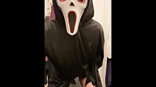 Halloween edition: ghostface. Masturbating with dirty talk and cumming hard