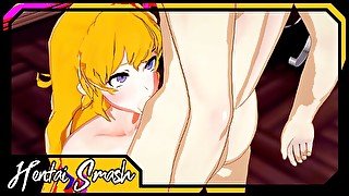 Yang Xiao Long gets mouth fucked before swallowing a load of cum - RWBY Hentai