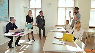 Teen sluts enjoy classy orgy with teachers at school