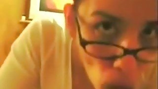 Nerdy chick in glasses gives me best ever blowjob