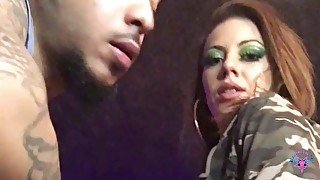 BleuRoseBTL - Pretty Big Ass White Girl Sucking a Huge Light Skin Big Black Cock (BL - Booty Army)