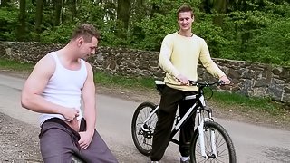 Boyish gay guy getting pounded in a hot outdoor action