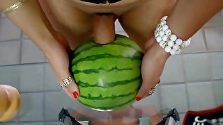 crossdresser watermelon fuck