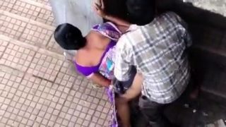 Exotic amateur babe gets rammed hard from behind outside