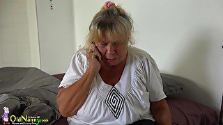 OldNanny Old lesbian grandma masturbating pussy with teen 18+