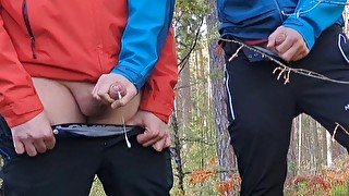 helped masturbate a straight guy with big cock to CUM outdoors