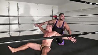 Mountain strikes the handsome Step daddy in jaguar thong! The Superman torture!