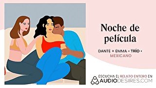 Relatos para tocarme: Noche de pelis acaba en un trío con mis amigas [audio erótico en español] 🎧