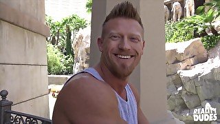 Blue eyed blonde gay guy pounded doggy style by a stranger