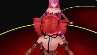 Mmd pink and red haired futa girls